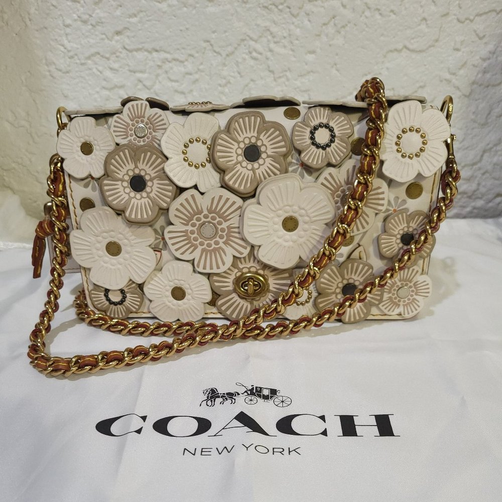 Coach 1941 Dinky Bag With Tea Rose In Glovetanned Leather White DK-20215